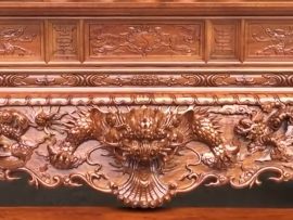 Dạ tiền bộ sập tứ linh gỗ gụ