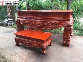 Sập thờ Tứ Linh Long Ly Quy Phụng gỗ gõ đỏ (Chú Bình - Nghệ An)