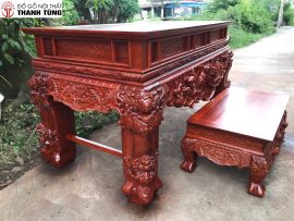 Sập thờ Tứ Linh Long Ly Quy Phụng gỗ gõ đỏ