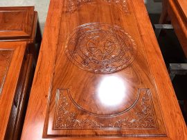 Mặt bàn Âu Á gỗ hương đá nguyên tấm đục trống đồng đặc trưng văn hoá Việt Nam