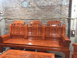 Đoản dài chia ô đục tranh tứ quý, ván liền gỗ gõ dày 3 phân sơn PU chất lượng