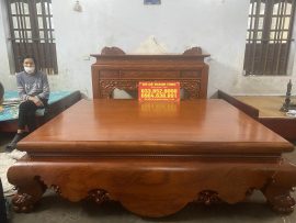 Combo sập gỗ trơn và án gian thờ gỗ hương đá (Chú Thơ, Hưng Yên)