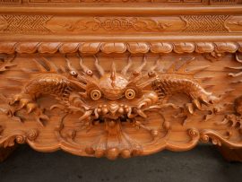 Sập thờ tứ linh đục tay