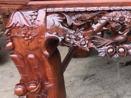 sập thờ gỗ gụ đục mai điểu