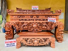 Sập thờ Mai Điểu gỗ hương đá