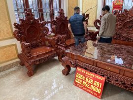 bộ bàn ghế rồng đỉnh 6 món gỗ hương đá