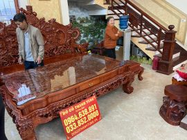 bộ bàn ghế rồng đỉnh gỗ hương đá tự nhiên