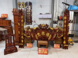 bộ câu đối cuốn thư gỗ gụ Lào đục tích kiểu mai hóa long cực đẹp