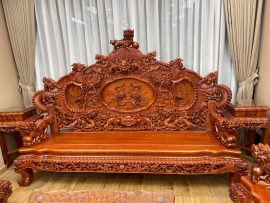 bộ bàn ghế rồng đỉnh 12 món gỗ hương đá cao cấp