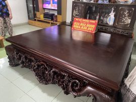 Sập ngũ phúc chân 24 gỗ gụ