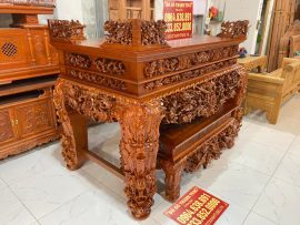 Sập thờ đục mai điểu gỗ gụ Lào xịn