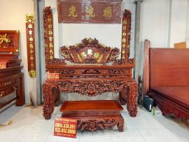 bộ sập thờ mai điểu và câu đối cuốn thư mai hóa long hàng vip