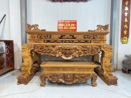 sập thờ tứ linh gỗ Lào xịn