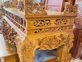 Sập thờ tứ linh đục 4 con linh vật