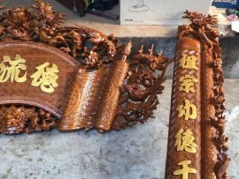 câu đối cuốn thư gỗ gụ