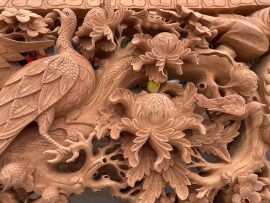 Sập thờ Mai Điểu gỗ hương đá