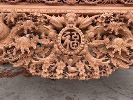 Sập thờ Mai Điểu gỗ hương đá