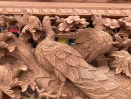 Sập thờ Mai Điểu gỗ hương đá đục tay