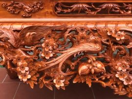 Sập thờ Mai Điểu gỗ hương đá