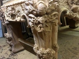 sập thờ tứ linh chân 25 gỗ gõ đỏ