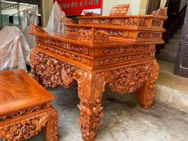 sập thờ tam cấp mẫu mai điểu gỗ hương đá