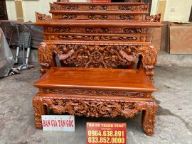 Sập thờ Mai điểu tam cấp gỗ hương đá cỡ đại