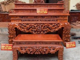 sập thờ mai điểu gỗ hương đá
