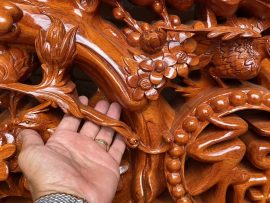 sập thờ gỗ hương đá đục tay