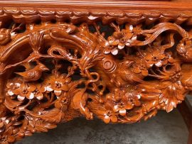 sập thờ gỗ hương đá đục tay