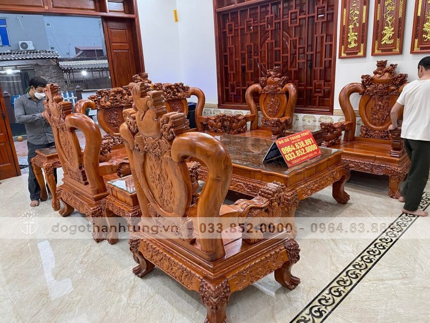 combo nội thất phòng khách gỗ hương đá cực vip 