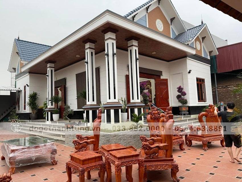 combo nội thất phòng khách gỗ hương đá tự nhiên 