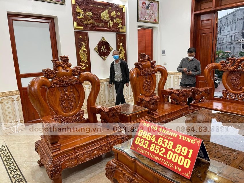 combo nội thất phòng khách gỗ hương đá giao tận nơi 