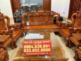 combo nội thất phòng khách gỗ hương đá đục thủ công