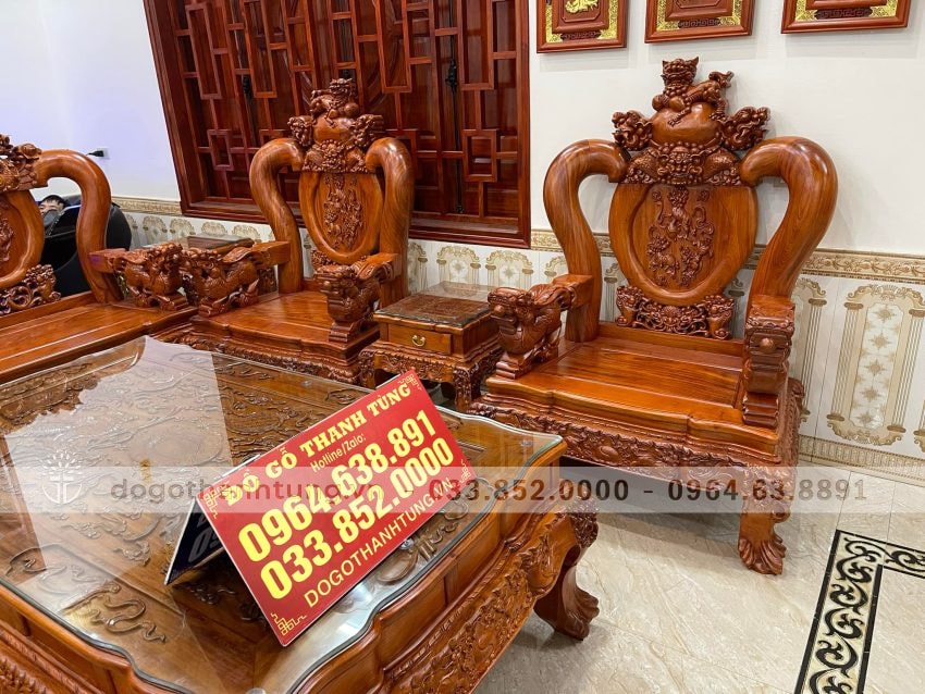 combo nội thất phòng khách gỗ hương đá theo yêu cầu 