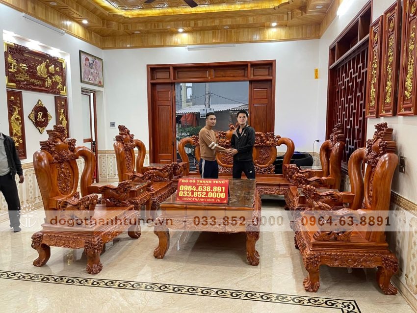 combo nội thất phòng khách gỗ hương đá giá xưởng 