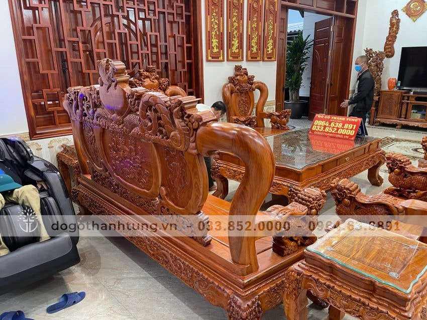 combo nội thất phòng khách gỗ hương đá hàng vip 