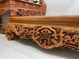 Sập ngũ phúc cổ liền hàng tứ diện được đục tay 100%