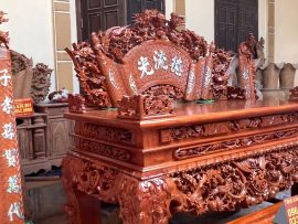 sập thờ gỗ gõ đỏ mẫu mai điểu