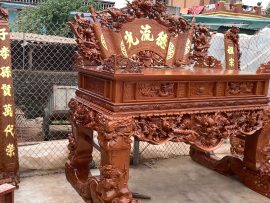 sập thờ tứ linh gỗ hương đá