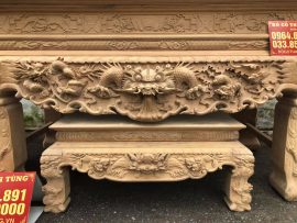 sập thờ tứ linh gỗ gụ Lào cao cấp