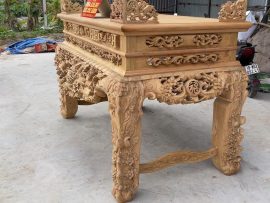 mặt bên sập thờ mai điểu gỗ gụ