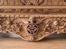 Sập thờ gỗ gụ mẫu cúc đục sắc nét