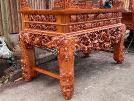 Sập thờ mẫu hoa hồng gỗ hương đá cao cấp