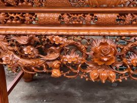 Sập thờ mẫu hoa hồng gỗ hương đá