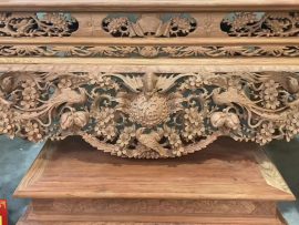 sập thờ mai điểu nhị cấp gỗ hương đá