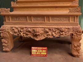 Sập thờ tứ linh tam cấp gỗ gõ đỏ