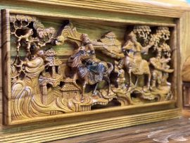 Trường Kỷ đục tích Tam Quốc Gỗ Gụ vân đẹp