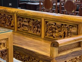 Trường Kỷ đục tích Tam Quốc Gỗ Gụ cao cấp