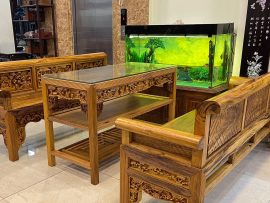 Trường Kỷ đục tích Tam Quốc Gỗ Gụ vân đẹp