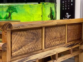 Trường Kỷ đục tích Tam Quốc Gỗ Gụ đục 2 mặt